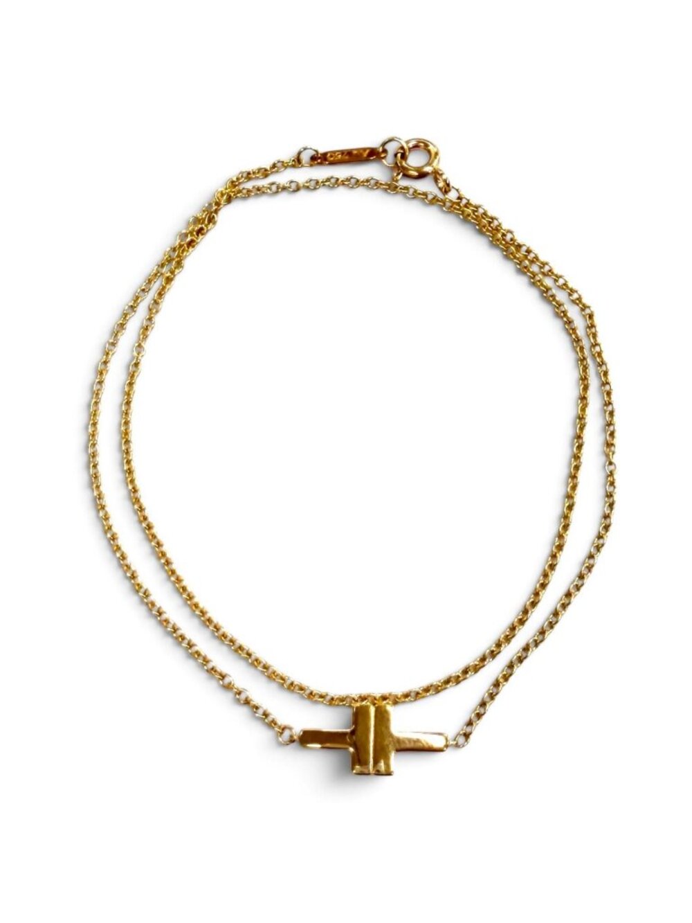 Tiffany & Co T Two Double Chain Bracelet 750 Pink Gold